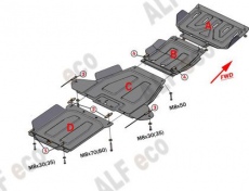 Защита Alfeco для КПП, раздатки, радиатора, редуктора переднего моста Great Wall Hover H3 2014-2021